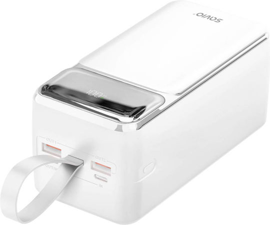 Savio BA-15 Power Bank 50000mAh 20W with 2 USB-A Ports and USB-C Port White