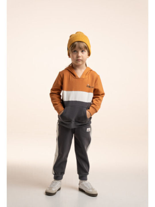 Kids Sweatpants Set Brown Anthracite 2 Pieces