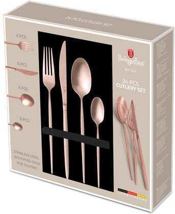 Berlinger Haus Cutlery Set Stainless Steel Rose Gold 24 Pieces