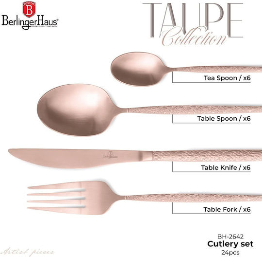 Berlinger Haus Cutlery Set Stainless Steel Rose Gold 24 Pieces