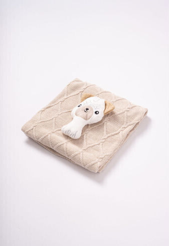 Evita Decke Wickeltücher für Kinderzimmer Beige mit Tierchen
