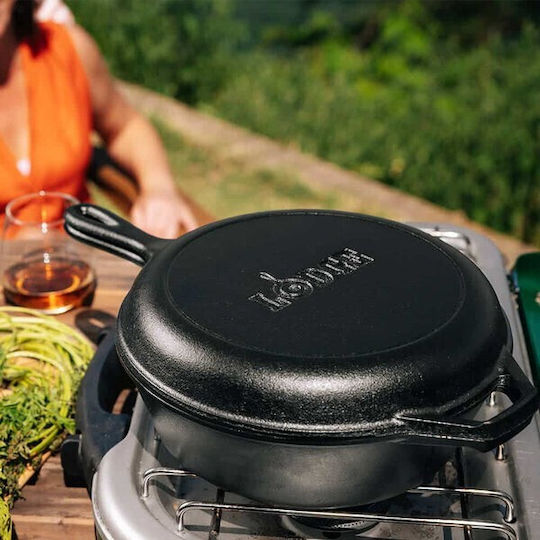 Lodge Pan With Lid made of Cast Iron 26.04cm