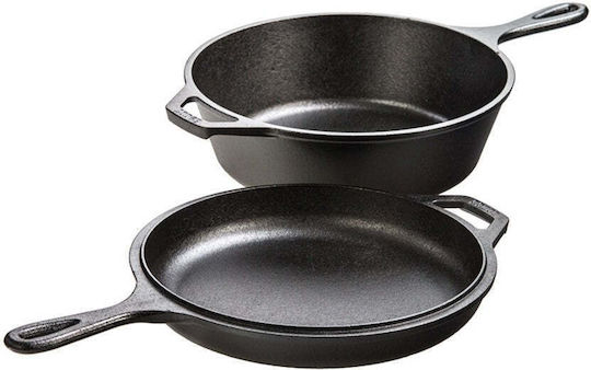 Lodge Pan With Lid made of Cast Iron 26.04cm