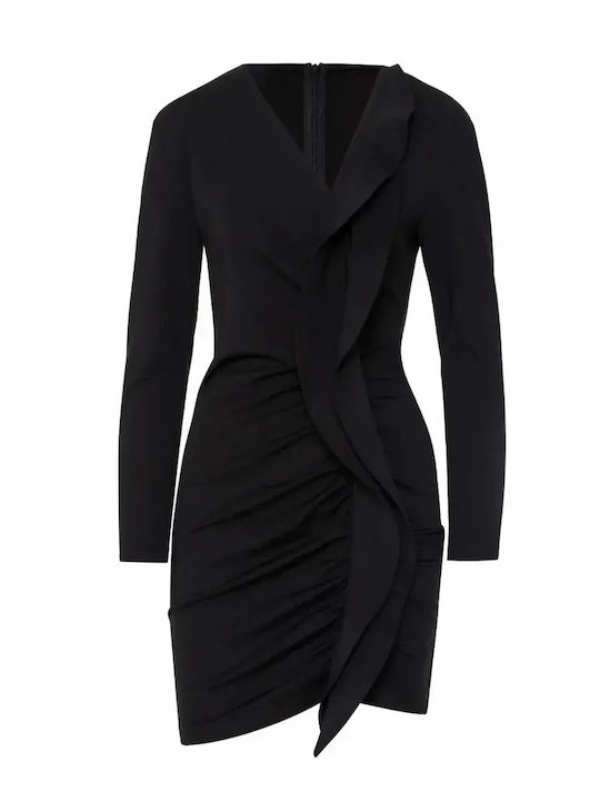 Summer Mini Evening Dress with Ruffles Black