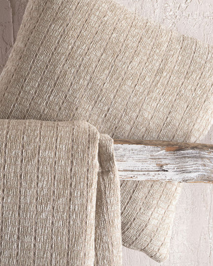 Rythmos Decorative Pillow Case Corvet made of 100% Cotton Brown 40x40cm