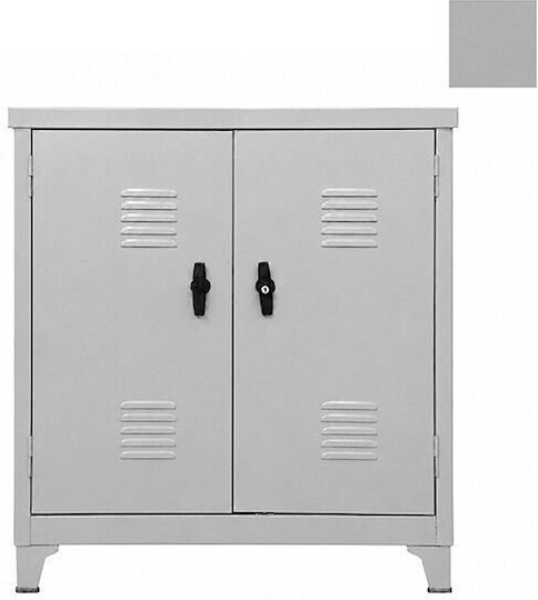 Double Door Wardrobe Metallic Galvanized with 3 Shelves 70x45x100cm