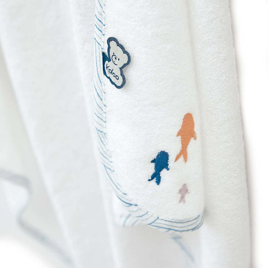 Kaloo Baby Bath Towel-Bathrobe Hooded Petit Calme White 75x75cm