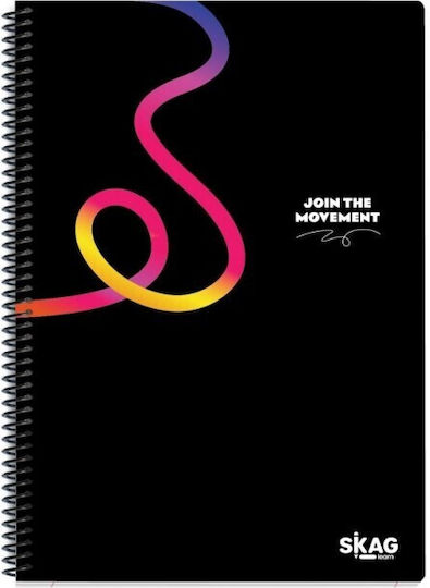 Skag Spiral Notebook Ruled B5 60 Sheets 2 Subjects Black