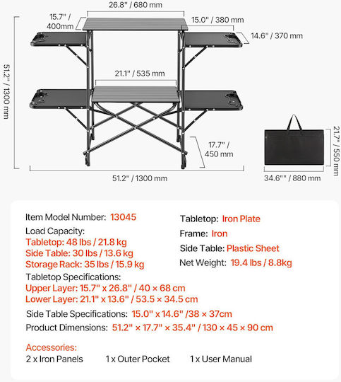 Vevor Metal Folding Camping Table