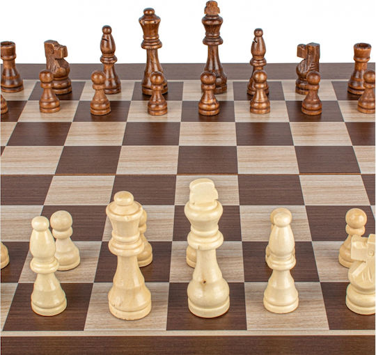 Manopoulos Wooden Checkers & Dice Set for Backgammon Handmade 17cm