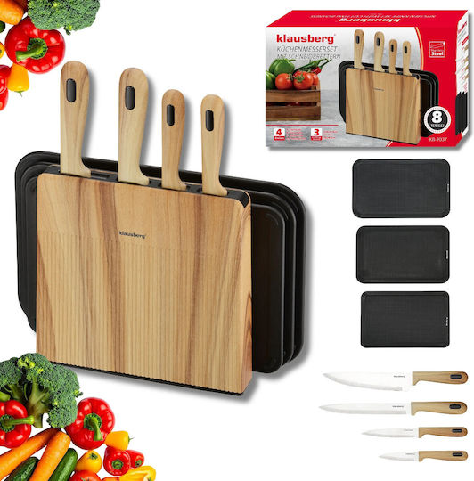 Klausberg Klausberg Rostfreier Stahl Kochgeschirr-Set Mit Ständer 8 Stück Braun