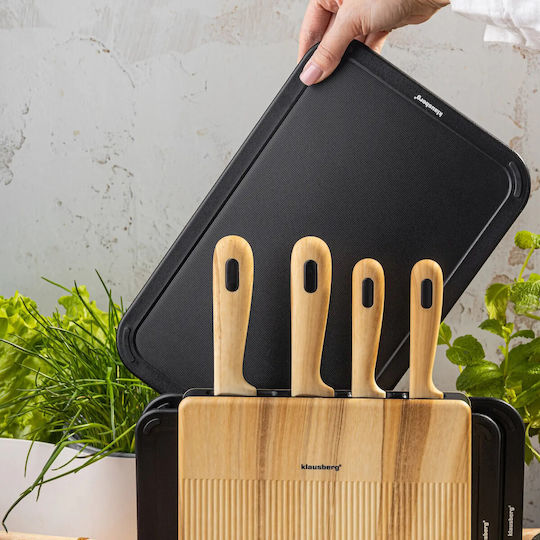 Klausberg Klausberg Rostfreier Stahl Kochgeschirr-Set Mit Ständer 8 Stück Braun
