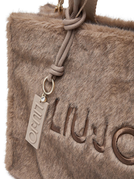 Damen Tote Tasche Mit Fell Braun