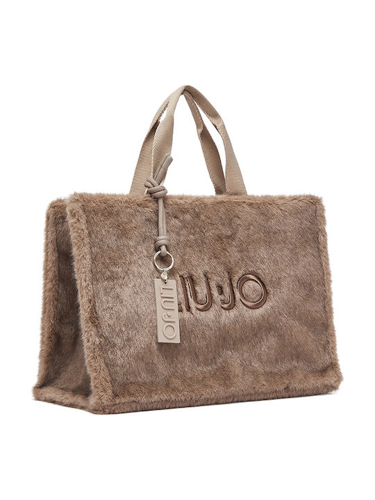 Damen Tote Tasche Mit Fell Braun