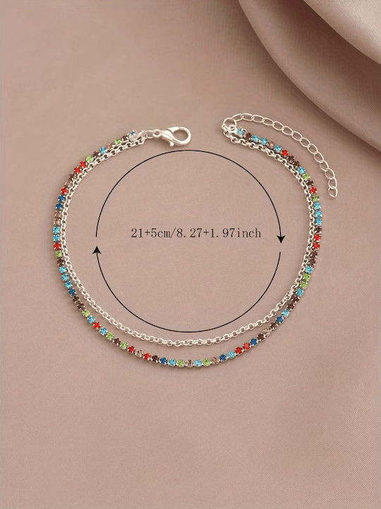 ShuShu Multicolour Silver Anklet Chain