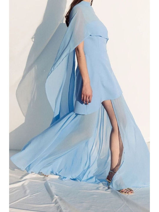 Summer Maxi Dress for Wedding and Christening Strapless Sky