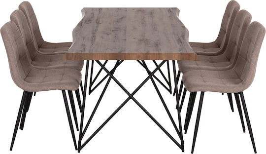 Esszimmermöbel-Set mit 6 Stücken 180x90cm
