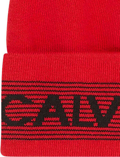 Beanie Unisex Σκούφος Πλεκτός σε Κόκκινο χρώμα