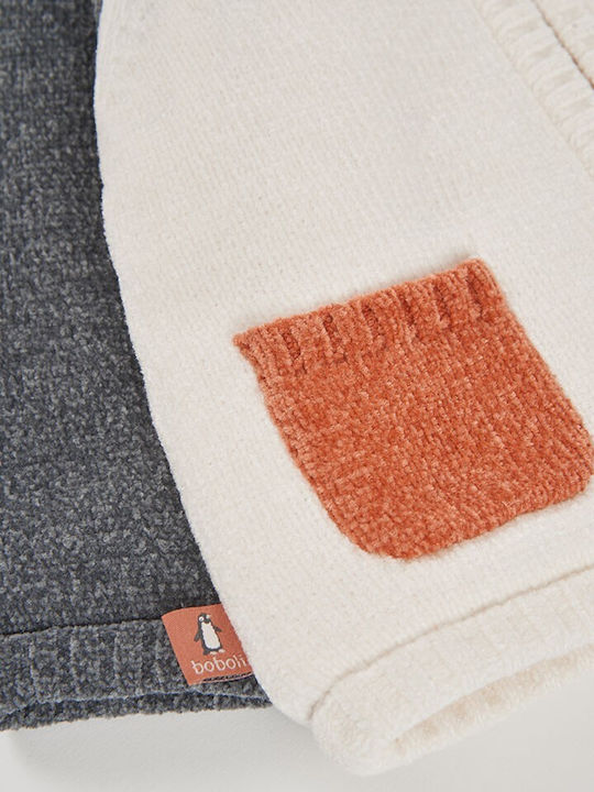 Kinder-Strickjacke mit Kapuze Ecru