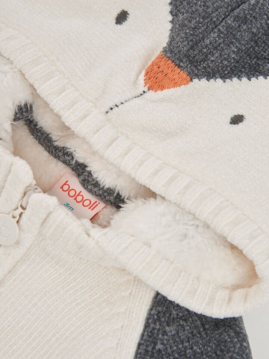 Kinder-Strickjacke mit Kapuze Ecru