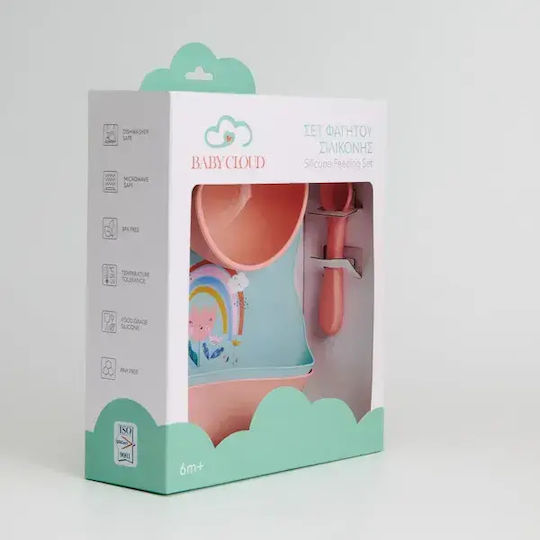 Baby Cloud Silicone Feeding Set with Anti-Slip Base 4 Pieces