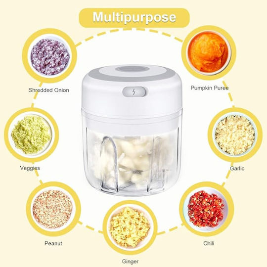 Мини миксер за храна 250 ml презареждащ се бял