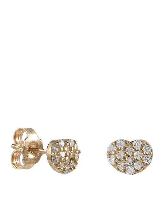Детски Обици Studs Сърце от Злато 14K