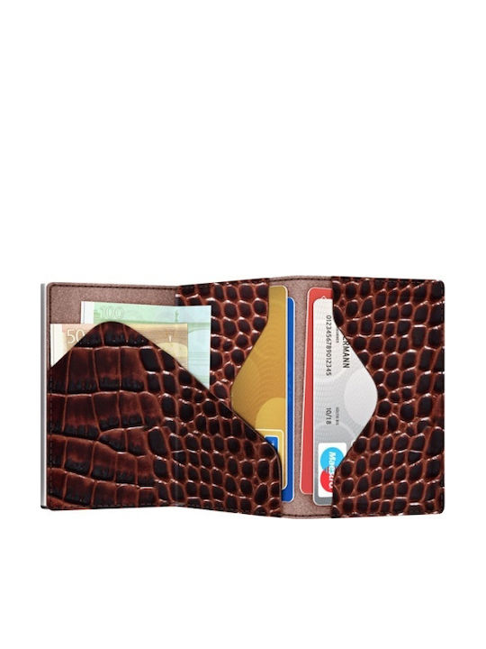 Click & Slide Men's Wallet with RFID Brown