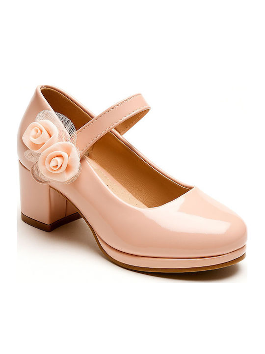 Kids Pumps & Ballerinas With Hoop & Loop Closure Patent Leather Pink