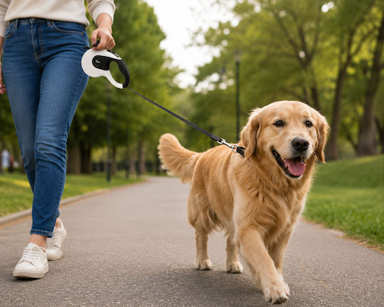 Ideaplus Pet Foldable Dog Leash Lead Training Strap In White Colour 5m Up To 40kg