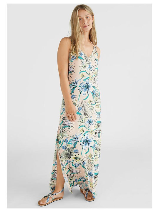 Summer Maxi Dress Beige/Green/Light PInk