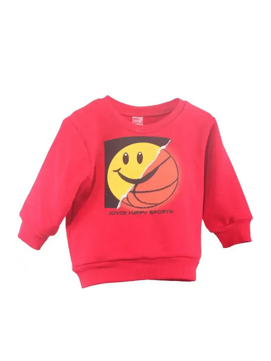 Kids Sweatpants Set Red 2pcs Smile