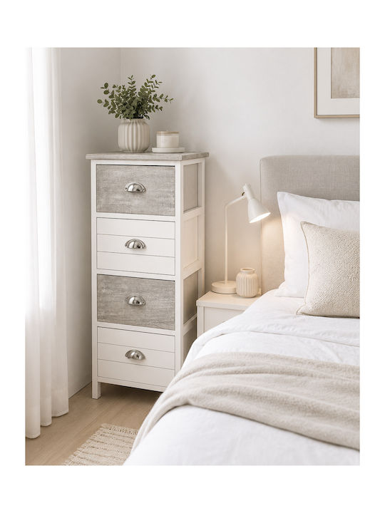 Storage Chest Wooden with 4 Drawers W37.5xD27.5xH89.5cm