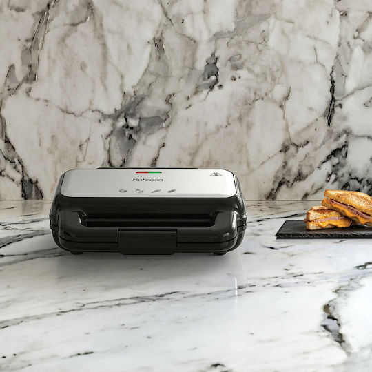 Rohnson Sandwich Maker for 2 Toasts 900W Black