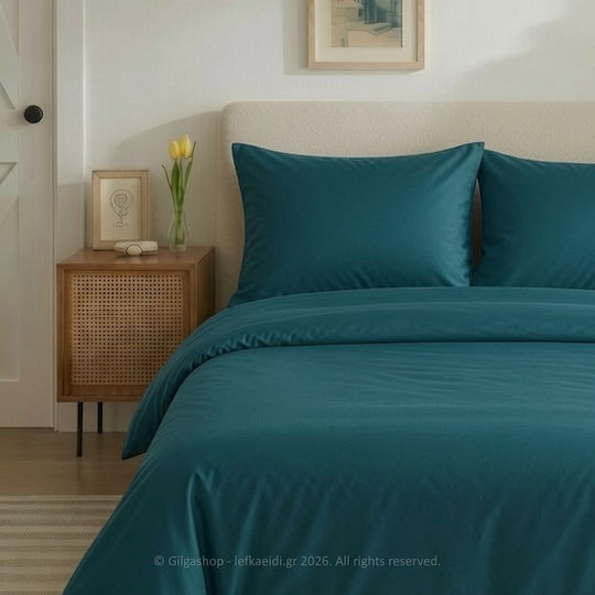 Casa Colori Set Double 4pcs 140x200+30cm with Elastic Navy Blue
