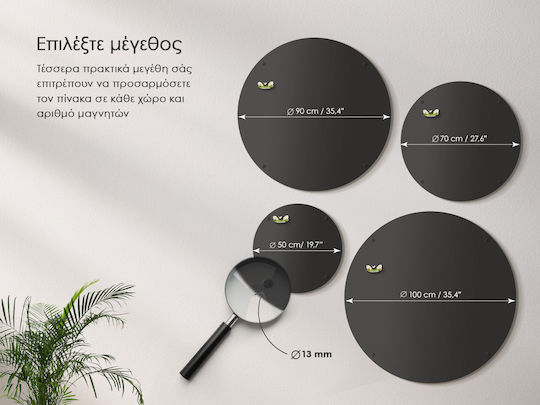 Magnetic Board Magnets Round Black Matte 50 Cm