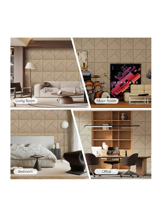 Panouri Decorative 3D De Perete Din MDF Autoadezive / Cu Adeziv Negru 60x60x1cm