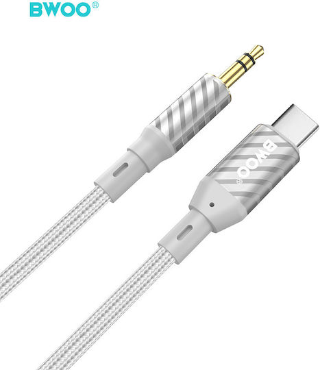 Bwoo Aux074 Aux Usb-c Cable 3.5mm Jack Audio Gray