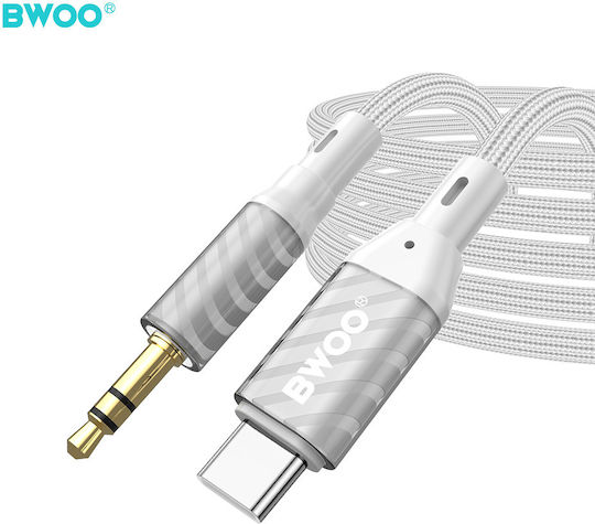 Bwoo Aux074 Aux Usb-c Cable 3.5mm Jack Audio Gray