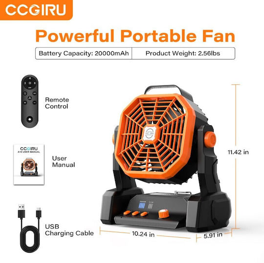 Roza Ventilator Elektrisch / USB und Powerbank Orange