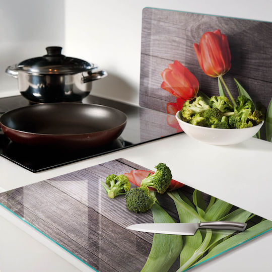 Tulup Set Tocătoare De Bucătărie Din Sticlă Roșie 52x40cm 2 Bucăți