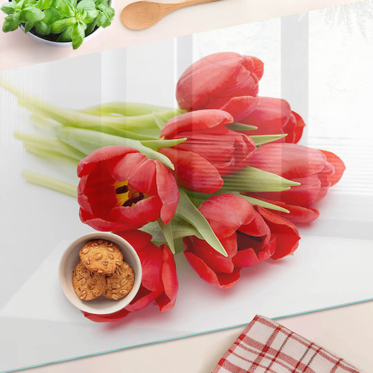 Tulup Επιφάνεια Κοπής Γυάλινη Κόκκινη 80x52cm