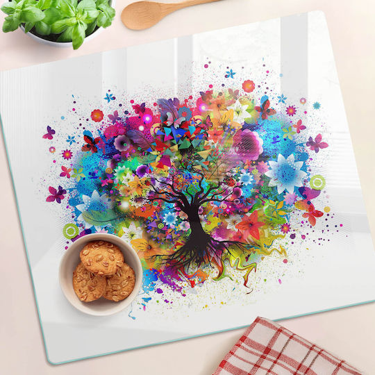 Tulup Επιφάνεια Κοπής Γυάλινη Πολύχρωμη 60x52cm