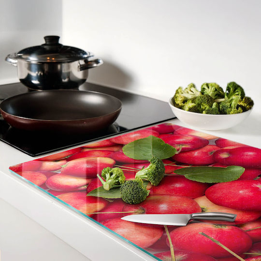 Tulup Tocătoare De Bucătărie Din Sticlă Roșie 80x52cm