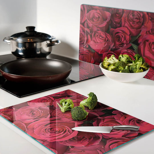 Tulup Set Tocătoare De Bucătărie Din Sticlă Roșie 52x40cm 2 Bucăți