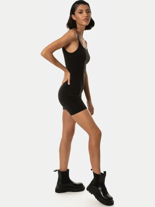 Black Strappy One-piece Shorts