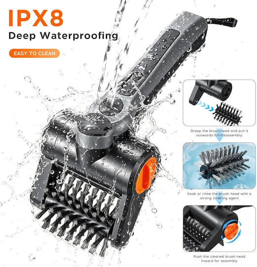 Perie Profesională Electrică pentru Curățarea Grătarului 100w 8000 Rpm Curățare Automată 360° Rezervor de Apă de 300ml Pulverizare Baterie de 2600mah 7.4v 2 Viteze Rezistentă la Apă Ipx8 Perii din Oțel Inoxidabil 304 Încărcare Usb-c Set Complet Accesorii Geantă