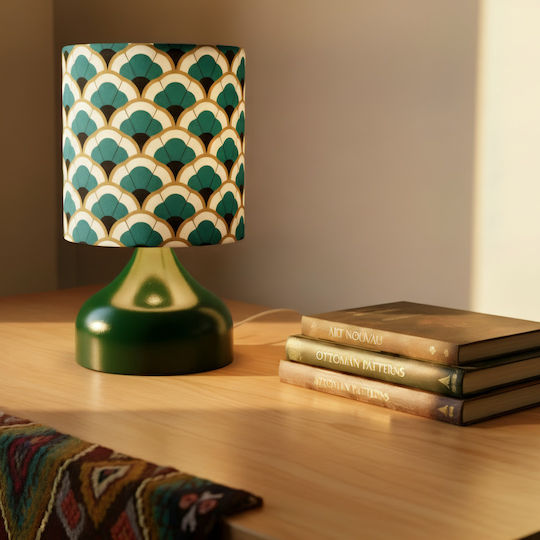 Inspiral Tree Stoff Tischlampe für E27 Fassung mit grünem Hut und Basis