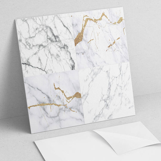 Vinyl Tiles Kitchen or Bathroom Decoration Marble Veins Designs 4x50x50 Pcs