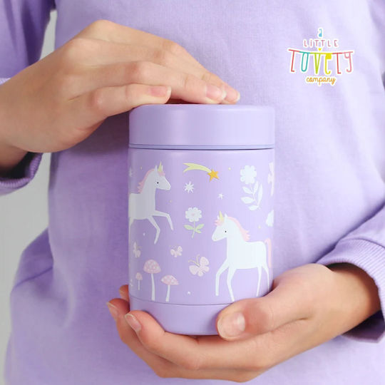 A Little Lovely Company Kids Water Bottle Set Made of Tritan Plastic Unicorns Thermos with Straw Non Spill Tritan 450ml